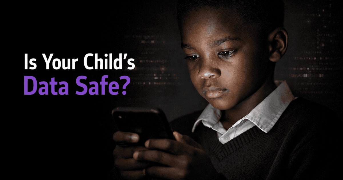 Ghanaian child using a smartphone highlighting concerns about children data protection