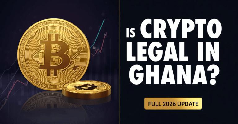 Is Crypto Legal in Ghana feature image showing Bitcoin and Bank of Ghana regulation update