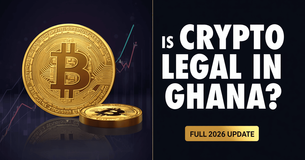 Is Crypto Legal in Ghana feature image showing Bitcoin and Bank of Ghana regulation update