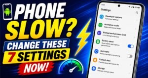 Android smartphone settings screen showing tips to improve phone speed and performance