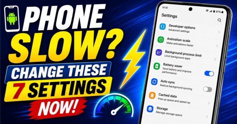 Android smartphone settings screen showing tips to improve phone speed and performance