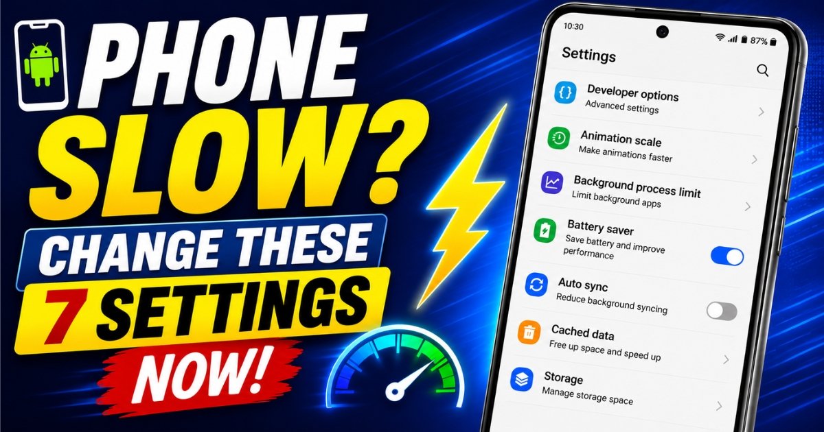 Android smartphone settings screen showing tips to improve phone speed and performance